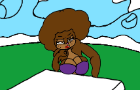 color sandy cheeks with afro