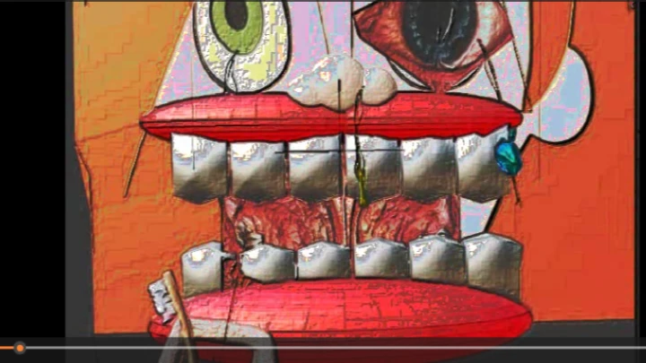 Brushing Kim possibls teeth