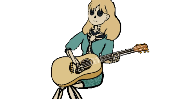 Guitar Playing Skeleton Girl