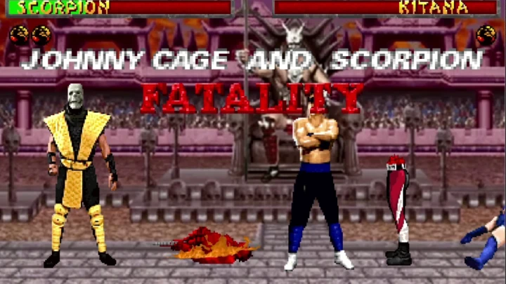 Johnny Cage & Scorpion tag team fatality