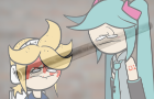 hatsune miku hits len with a metal pipe.