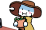 Vaque eats a sandwich and listens to some tunes