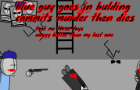 blue guy goes in building commits murder then dies