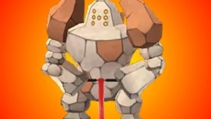 Regirock on a pogostick