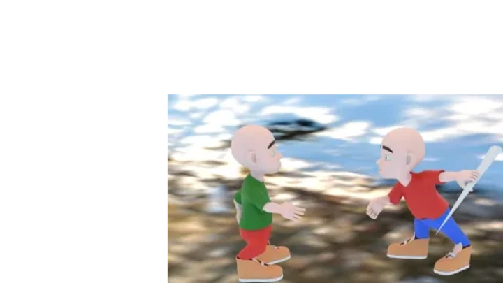 Unfinished animation of two boys attacking each other