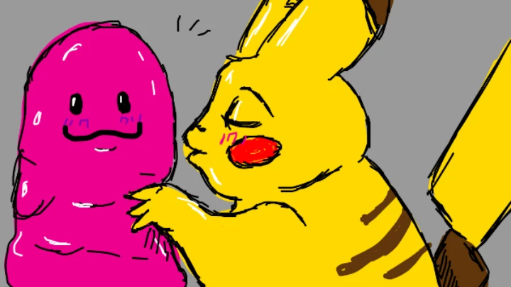 pikachu kills ditto to death, idiot ditto