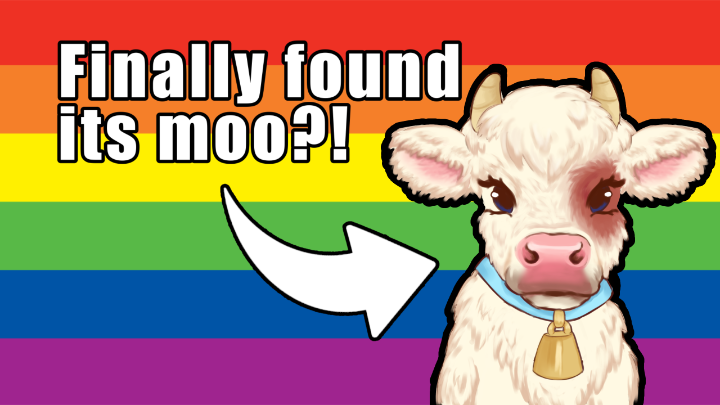 Gay little cow finally finds its moo