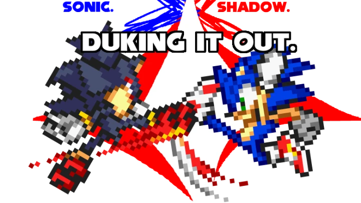 (UNFINISHED!!!!!!!) sonic sprite animation of sonic and shadow fighting!!