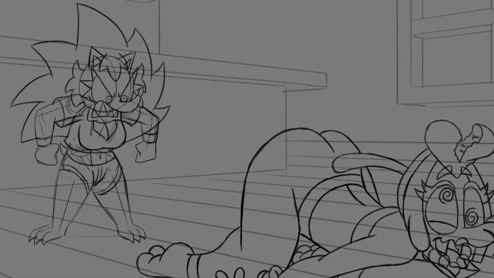 Slayers re-animated W.I.P. with Amelia and Penelope! ❤️💜🦔🐩