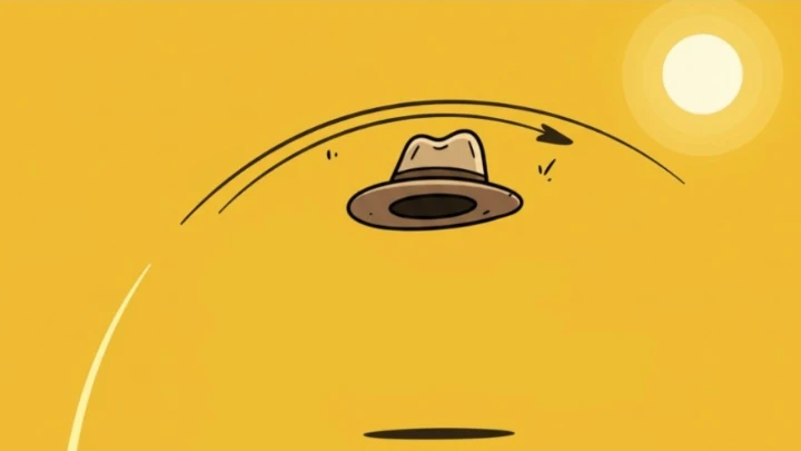 JANN - 7 - (July) - Hat Blowing in an arch