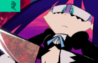 Stocking cuts a cake