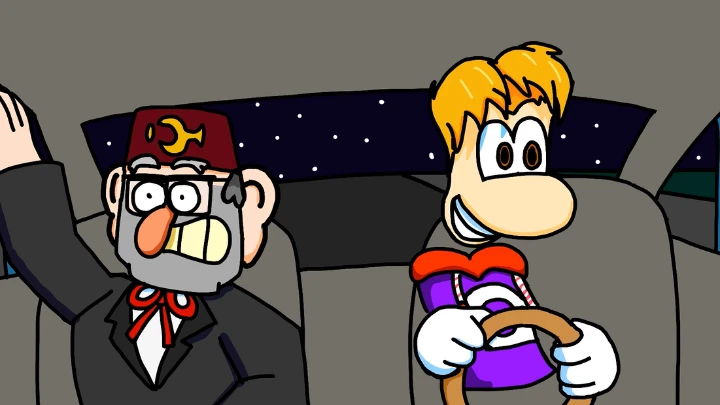 Rayman takes Grunkle Stan for a drive