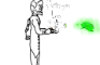 Jetpack skeleton Larry trying out Flesh Gun Larry
