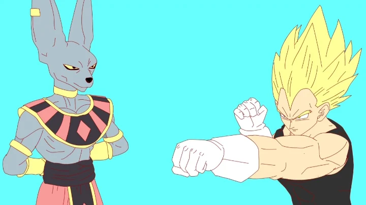 VEGETA GOING SUPER SAIYAN AND BEATING UP BEERUS
