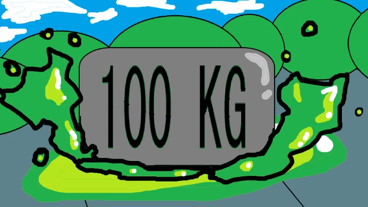 Green slime gets killed by 100kg of tungsten