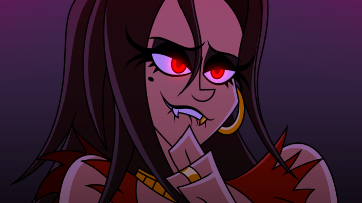 Pirate Captain Dÿea (in human form) raising her eyebrows up and down