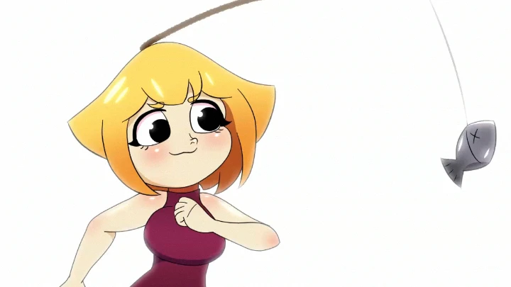 Girl Running to a Fish