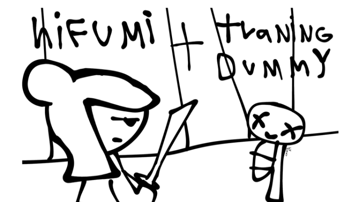 Hifumi and the training dummy