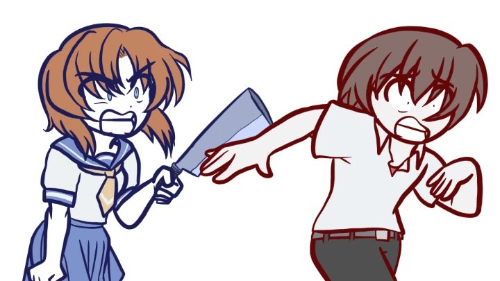 Rena chases Keiichi
